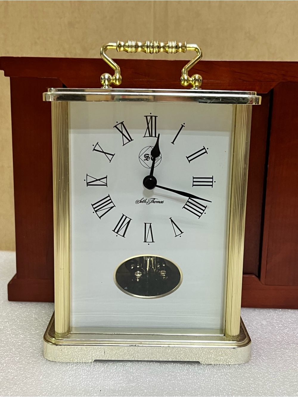 Vintage Seth Thomas Brass pendulum Desk Mantle Quartz Clock Model #237